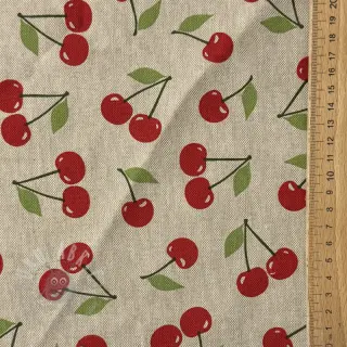 Decoratiestof Linenlook premium Cherry Happy Joy