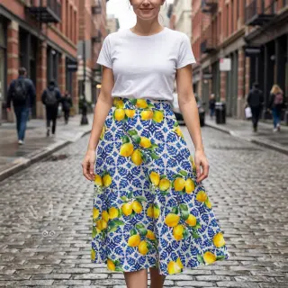Katoenen stof VISCOSE Lemons digital print