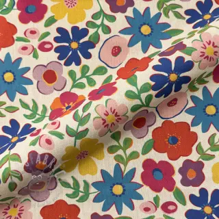 Decoratiestof Linenlook Flower Fiesta Field digital print