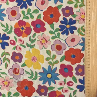 Decoratiestof Linenlook Flower Fiesta Field digital print