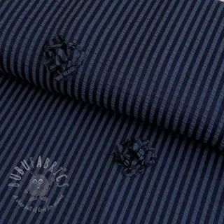 Viscose YARN DYED Stripes and flowers navy