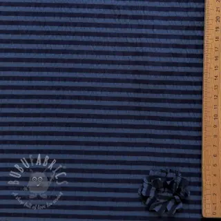 Viscose YARN DYED Stripes and flowers navy