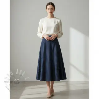 Viscose YARN DYED Stripes and flowers navy