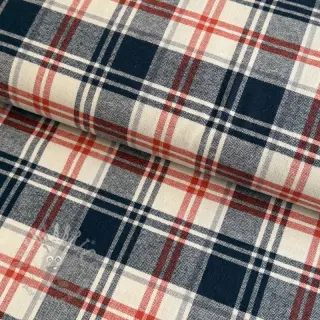Katoenen stof YARN DYED BRUSHED Check Mia navy
