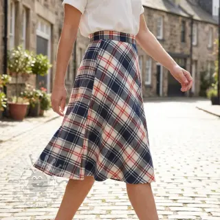 Katoenen stof YARN DYED BRUSHED Check Mia navy