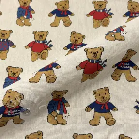 Decoratiestof Linenlook Teddy Bear Cosy digital print