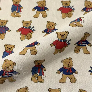 Decoratiestof Linenlook Teddy Bear Cosy digital print