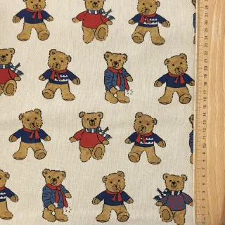 Dekoračná látka Linenlook Teddy Bear Cosy digital print