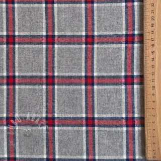 Katoenen stof YARN DYED BRUSHED Check Dara grey