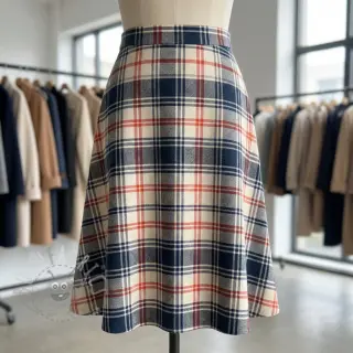 Katoenen stof YARN DYED BRUSHED Check Mia navy