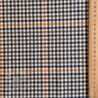 Katoenen stof YARN DYED BRUSHED Check Mike ecru