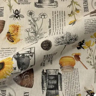 Decoratiestof Linenlook Bee Honey Recipe digital print