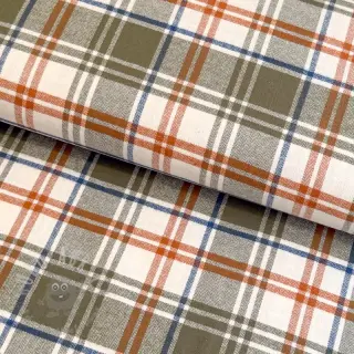 Katoenen stof YARN DYED BRUSHED Check Mia olive