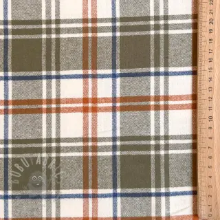 Katoenen stof YARN DYED BRUSHED Check Mia olive