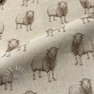 Decoratiestof Linenlook Pen Drawing Sheep digital print