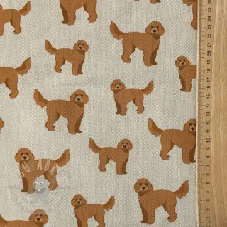 Decoratiestof Linenlook Labradoodle Dog Love digital print