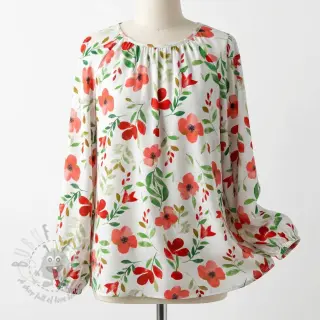Viscose RADIANCE Flowers Conie red digital print