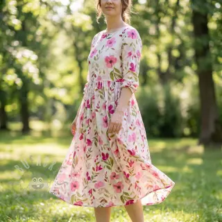 Viscose RADIANCE Flowers Conie pink digital print
