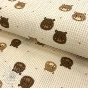 Katoen met wafelbinding Bears digital print