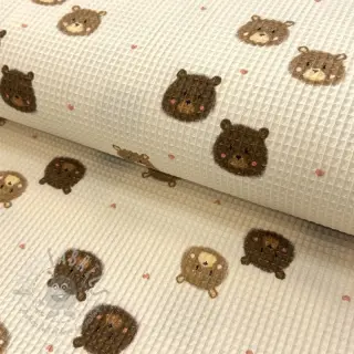 Katoen met wafelbinding Bears digital print