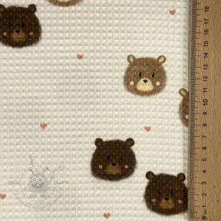Katoen met wafelbinding Bears digital print