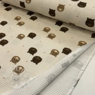 Katoen met wafelbinding Bears digital print
