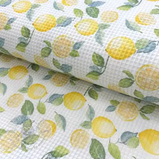 Katoen met wafelbinding Lemons digital print