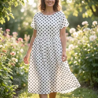 Viscose RADIANCE Polka dot white