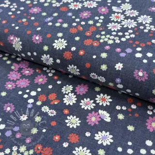 Katoenen stof JEANS Flowers