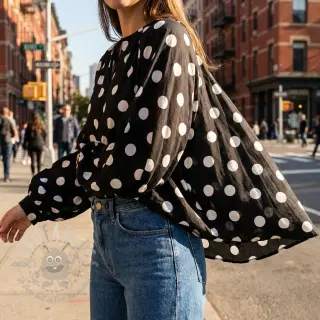 Viscose RADIANCE Polka BIG dot black