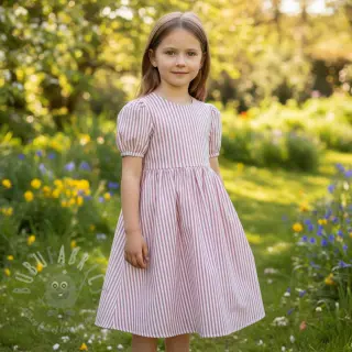 Dubbelgaas/mousseline YARN DYED Summer stripe rose