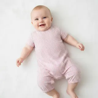 Dvojitá gázovina/mušelín YARN DYED Summer stripe rose