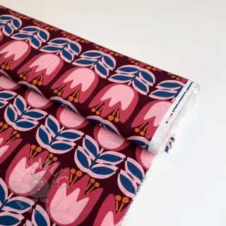 Viscose ECOVERO Flowers Celia burgundy