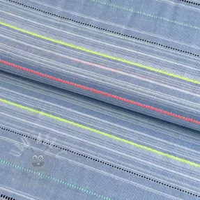 Katoenen stof YARN DYED NEON Stripe summer