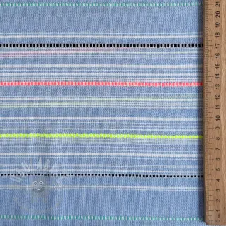 Katoenen stof YARN DYED NEON Stripe summer