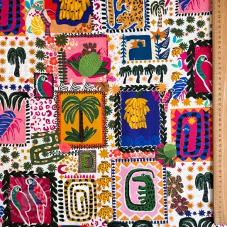 Katoenen stof SATIN Summer patchwork digital print