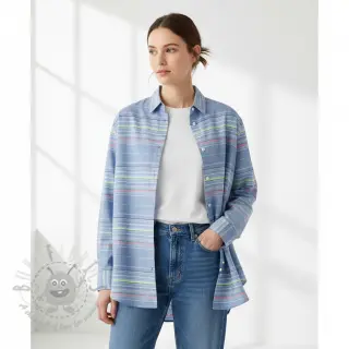 Katoenen stof YARN DYED NEON Stripe summer