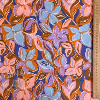 Katoenen stof VISCOSE Flowers dark petrol
