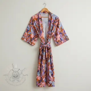 Katoenen stof VISCOSE Flowers dark petrol