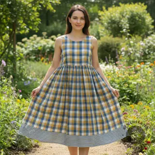 Dubbelgaas/mousseline DOUBLE SIDED Summer Check