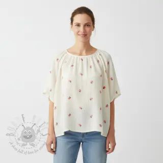 Dubbelgaas/mousseline EMBROIDERY Fruit peach SIMPLY NATURAL