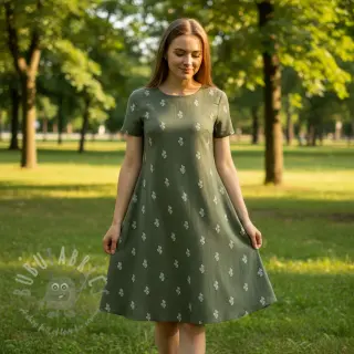 Dubbelgaas/mousseline EMBROIDERY Cactus green