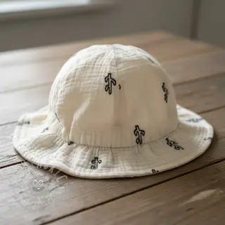 Dubbelgaas/mousseline EMBROIDERY Cactus SIMPLY NATURAL