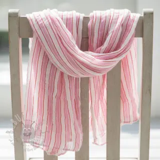 Dubbelgaas/mousseline YARN DYED Stripe in stripe pink