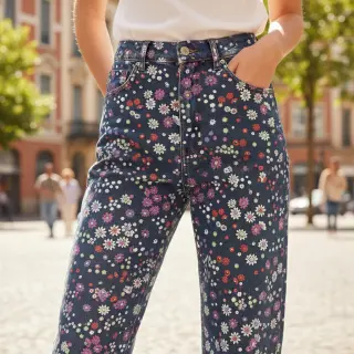 Bavlnená látka JEANS Flowers