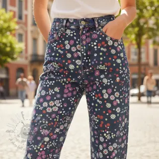 Katoenen stof JEANS Flowers