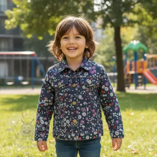 Katoenen stof JEANS Flowers