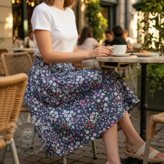 Katoenen stof JEANS Flowers