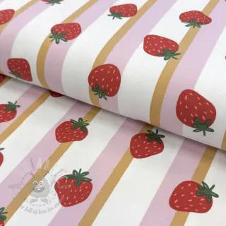 Tricot Fruits Strawberry white