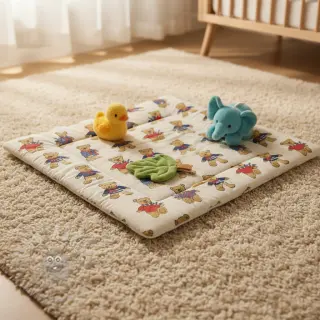 Decoratiestof Linenlook Teddy Bear Cosy digital print